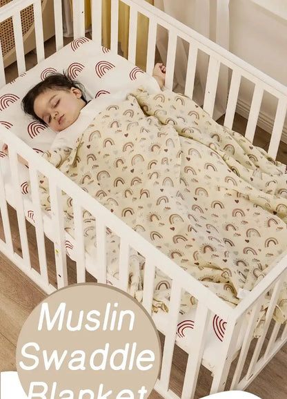 120x110cm Bamboo Cotton Baby Muslin Swaddle Blanket Cute Soft Print Baby Towel Wrap by Dropshipman
