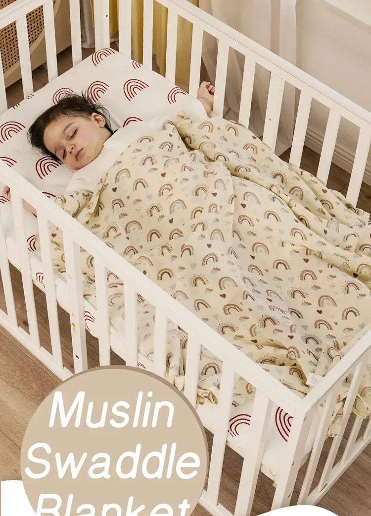 120x110cm Bamboo Cotton Baby Muslin Swaddle Blanket Cute Soft Print Baby Towel Wrap SHOPEZRA L.L.C.