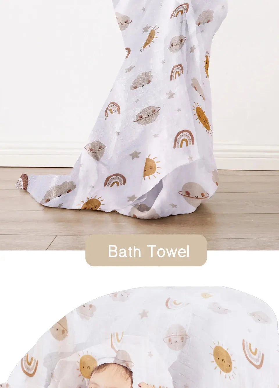 120x110cm Bamboo Cotton Baby Muslin Swaddle Blanket Cute Soft Print Baby Towel Wrap SHOPEZRA L.L.C.