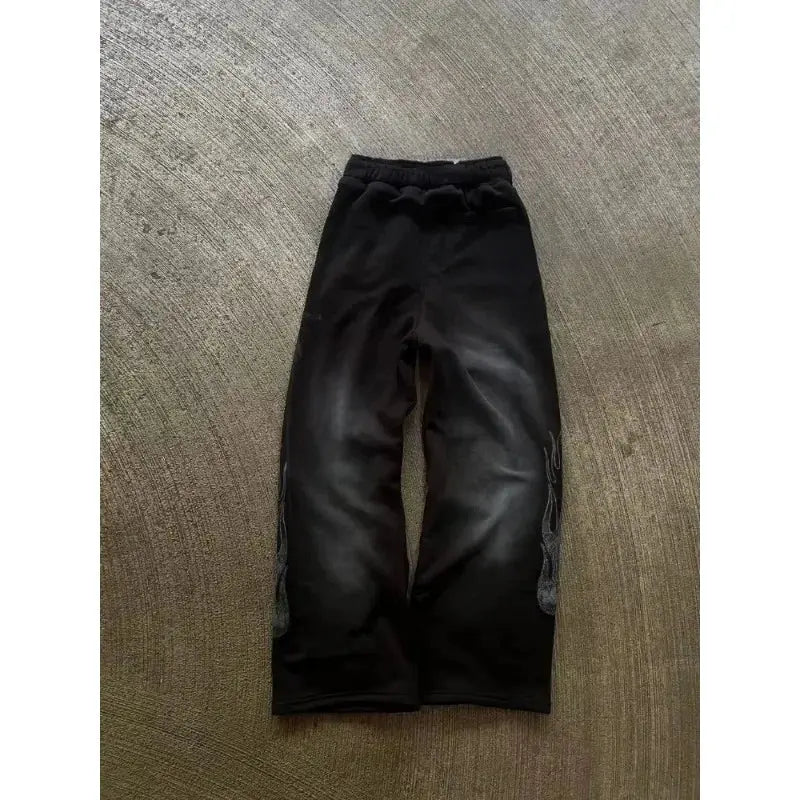 Men's 3D printed straight-leg pants from SHOPEZRA L.L.C., featuring a retro gothic punk style and streetwear fashion for summer 2026.