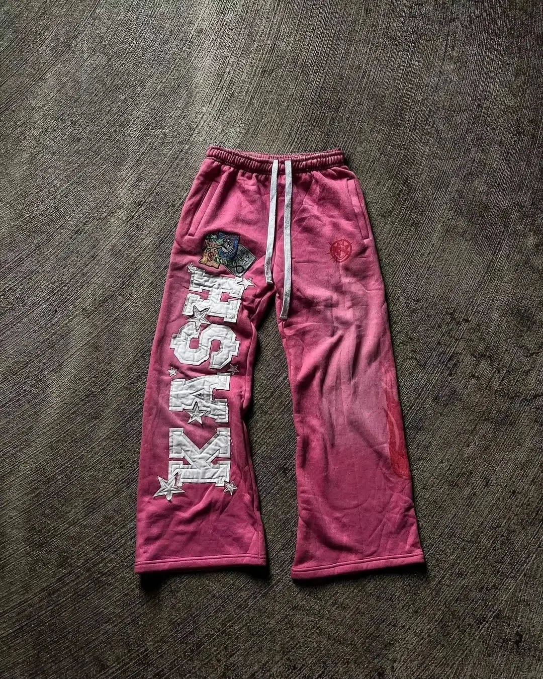 Men's 3D printed loose straight-leg sports and leisure pants in retro gothic punk style, featuring bold patterns and streetwear design.