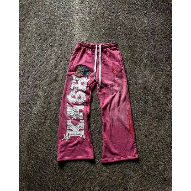 Men's loose 3D printed straight-leg street wear pants featuring retro gothic punk style for summer fashion.