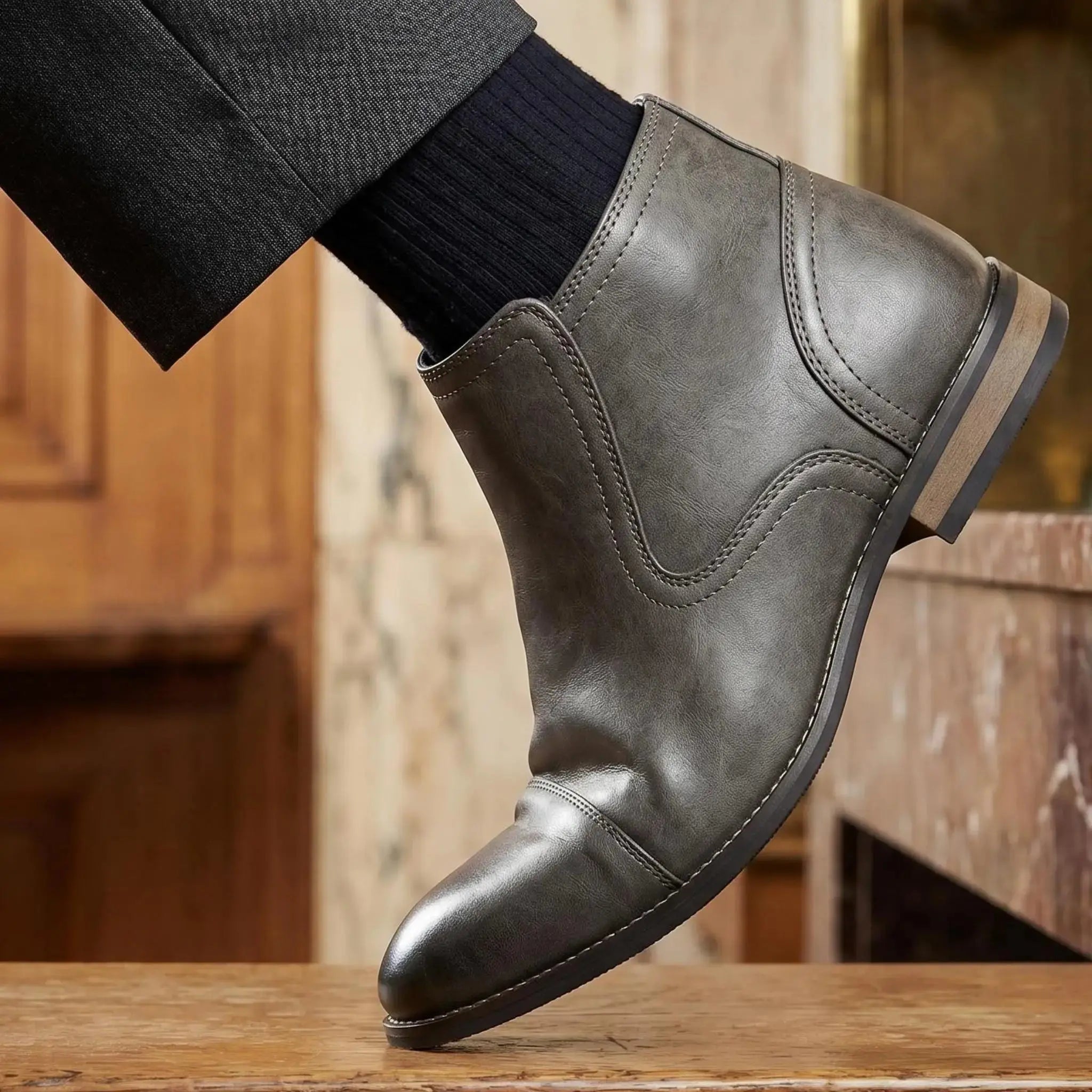 Men's comfortable fashion leather boots from SHOPEZRA L.L.C., stylish and durable footwear for modern urban wear.