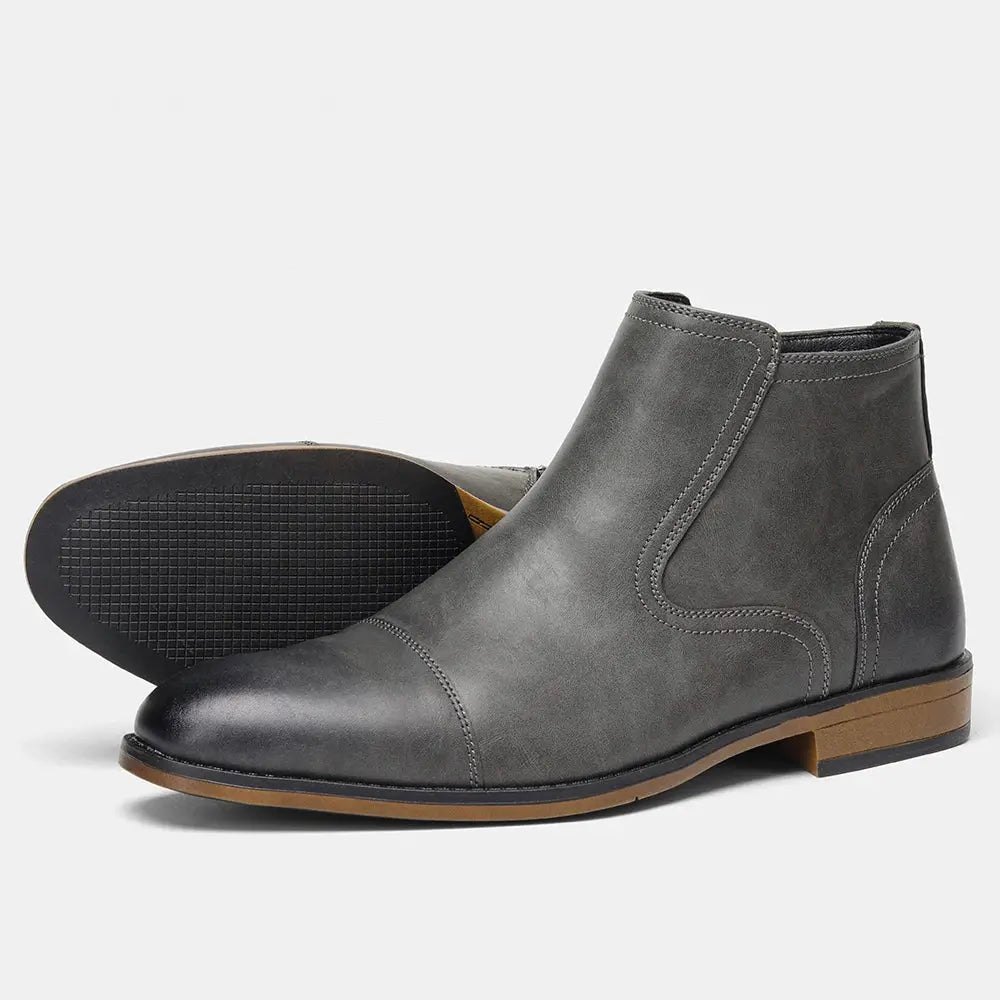 Men's leather fashion boots by SHOPEZRA L.L.C., comfortable and stylish for 2025, shown in a sleek black design.