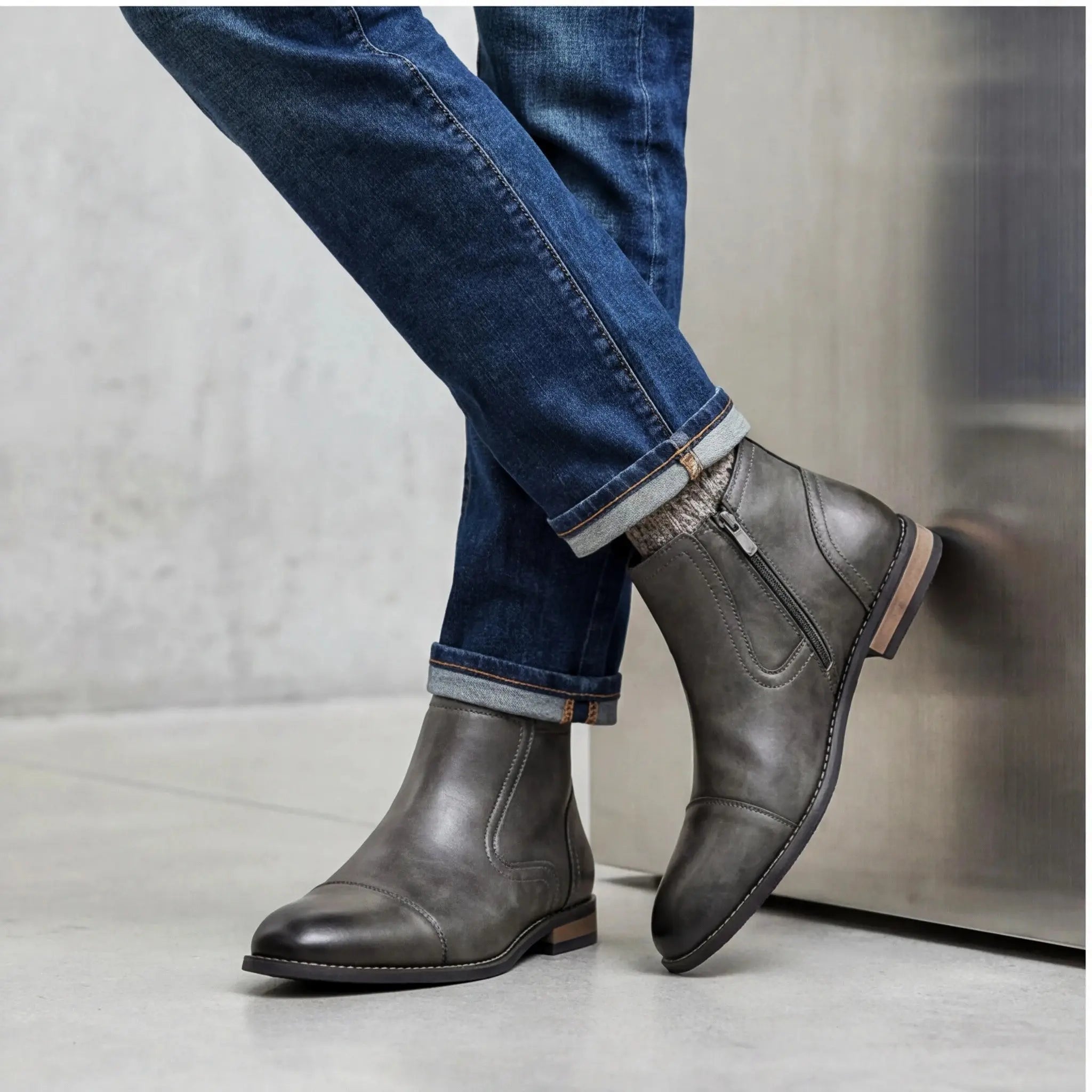 Leather men's fashion boots by SHOPEZRA L.L.C., comfortable and stylish footwear for 2025 with durable leather construction.