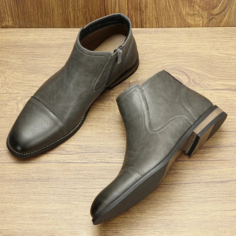 Leather men's fashion boots by SHOPEZRA L.L.C., comfortable and stylish for 2025, featuring a sleek design and durable leather material.