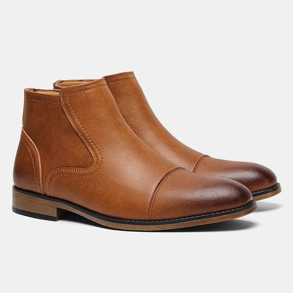 Men's leather fashion boots by SHOPEZRA L.L.C. featuring comfortable design and stylish appearance for modern footwear.