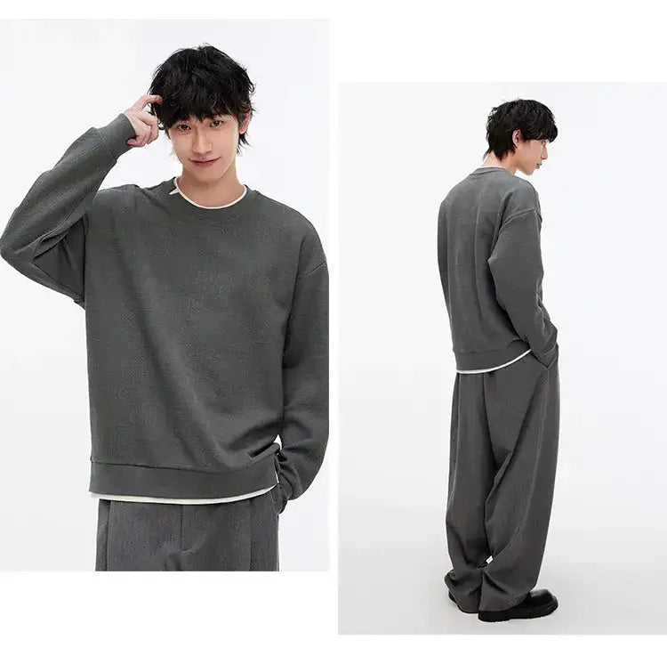 Semir Hoodie Men Color Block Fake Two Piece 2025 Autumn New Textured Letter Jacquard Casual Top by Dropshipman