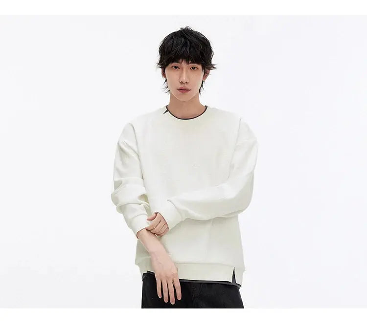 Semir Hoodie Men Color Block Fake Two Piece 2025 Autumn New Textured Letter Jacquard Casual Top SHOPEZRA L.L.C.