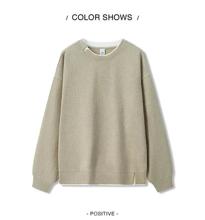 Semir Hoodie Men Color Block Fake Two Piece 2025 Autumn New Textured Letter Jacquard Casual Top by Dropshipman
