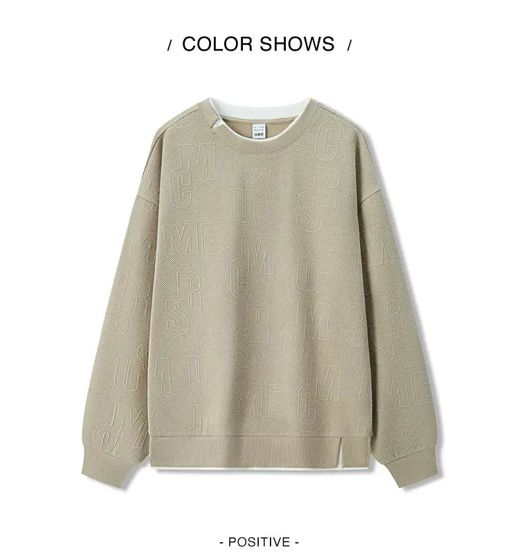 Semir Hoodie Men Color Block Fake Two Piece 2025 Autumn New Textured Letter Jacquard Casual Top SHOPEZRA L.L.C.