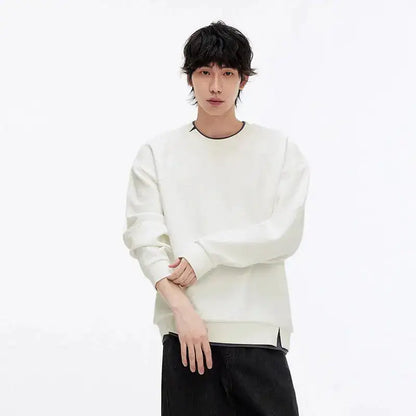 Semir Hoodie Men Color Block Fake Two Piece 2025 Autumn New Textured Letter Jacquard Casual Top by Dropshipman