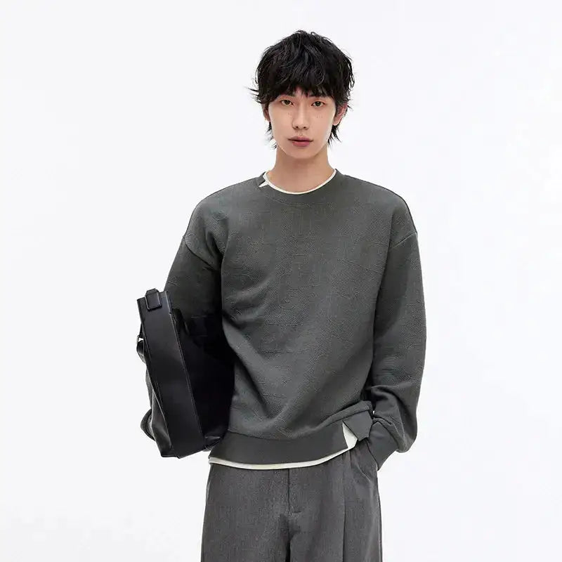 Semir Hoodie Men Color Block Fake Two Piece 2025 Autumn New Textured Letter Jacquard Casual Top by Dropshipman