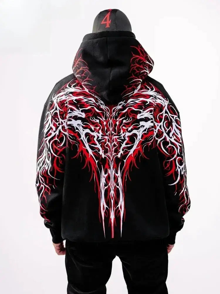Y2K Gothic Reflective 444 Print Hoodie Men Women Harajuku Streetwear Oversized Black Hooded Sweatshirt Hip Hop Pullover Tops New by Dropshipman