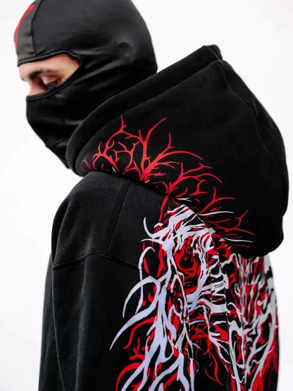 Y2K Gothic Reflective 444 Print Hoodie Men Women Harajuku Streetwear Oversized Black Hooded Sweatshirt Hip Hop Pullover Tops New by Dropshipman