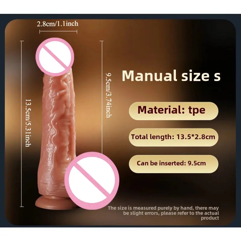 Realistic dildo with suction cup designed for women, featuring a large penis shape, suitable for anal and vaginal use.