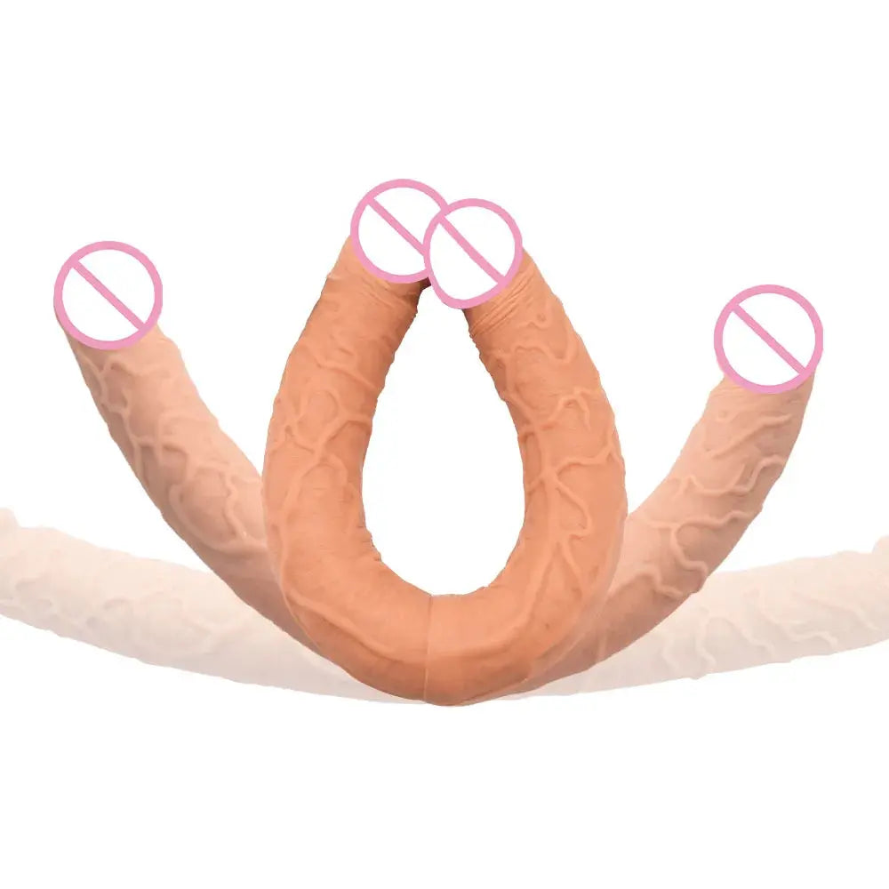 Flexible dual-ended realistic dildo for women by SHOPEZRA L.L.C., waterproof, soft adult toy for vaginal and anal stimulation.