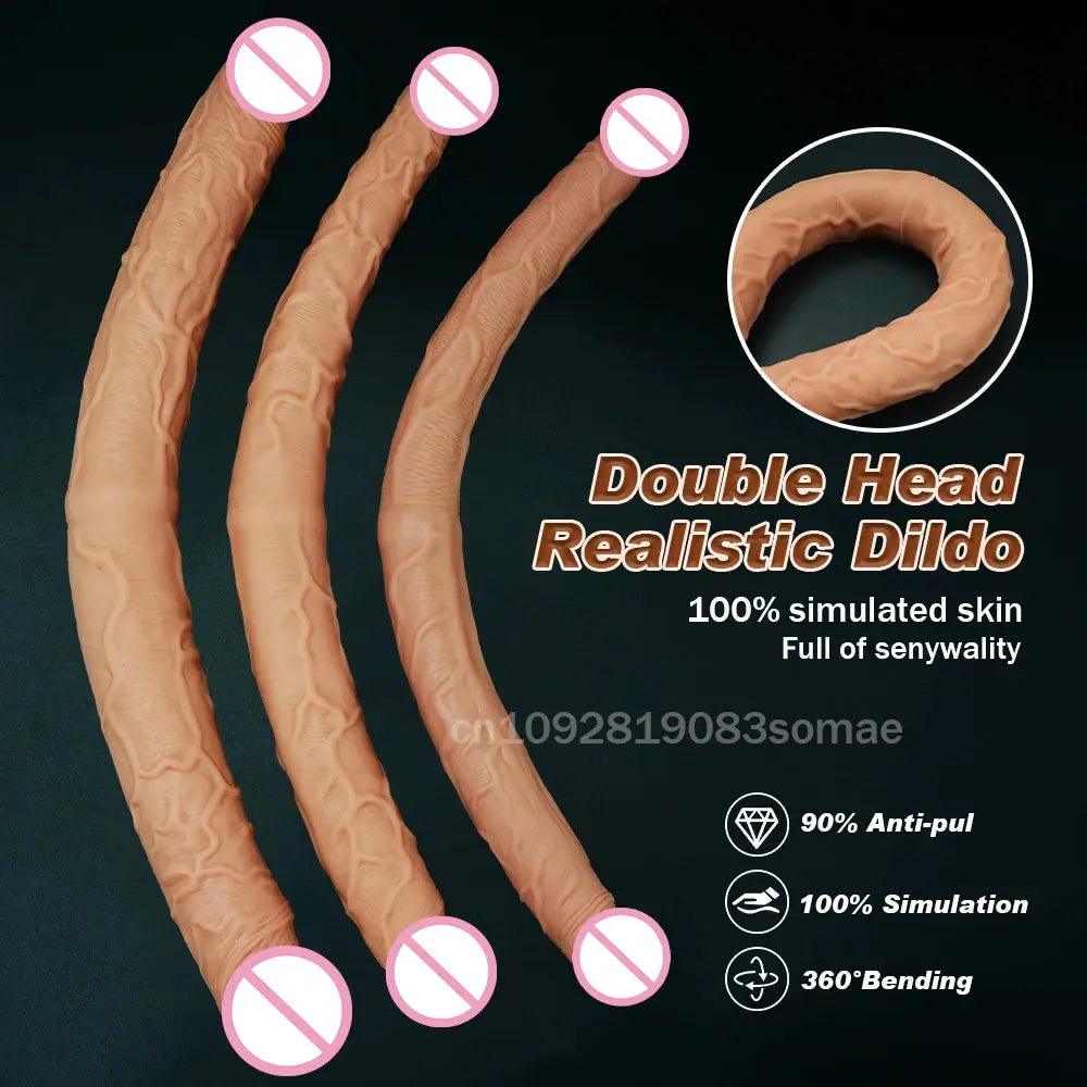 Flexible dual-ended dildo for women, realistic and waterproof adult toy designed for vaginal and anal stimulation by SHOPEZRA L.L.C.