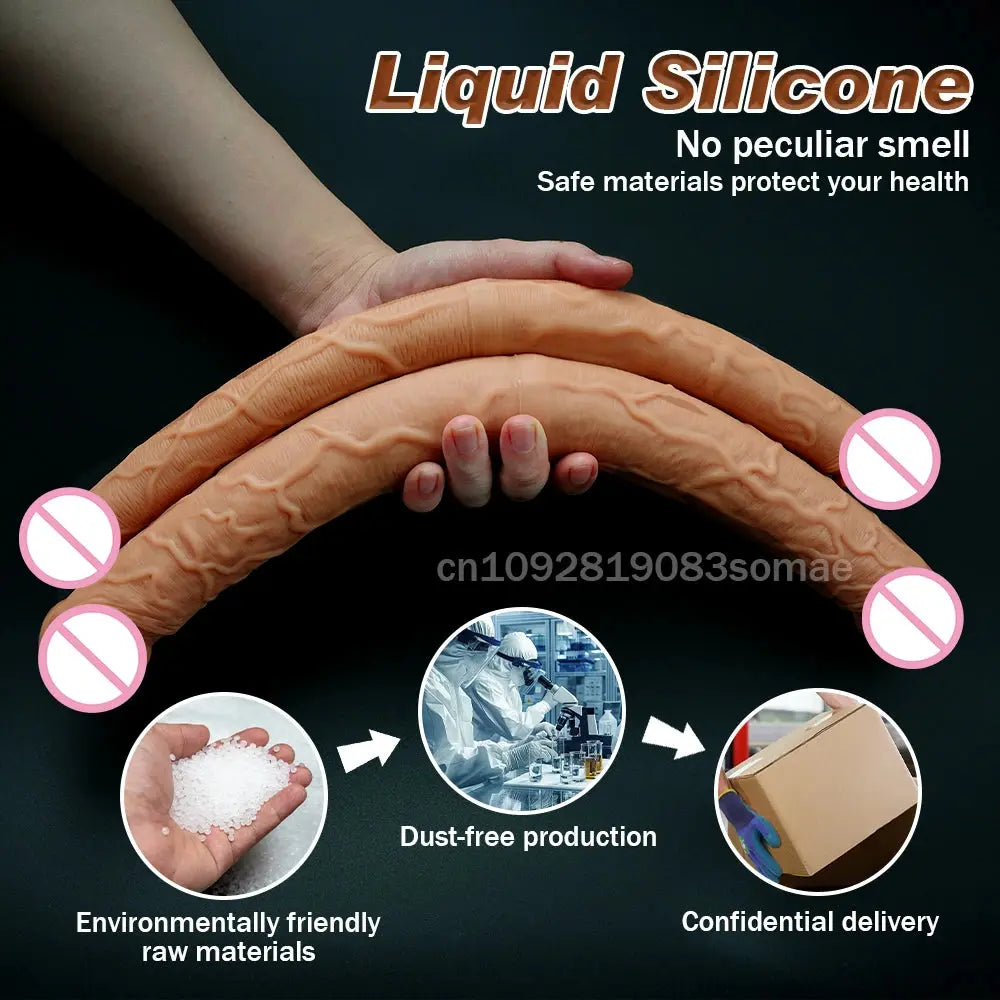 Flexible dual-ended dildo for women, realistic design, waterproof adult toy for vaginal and anal stimulation by SHOPEZRA L.L.C.