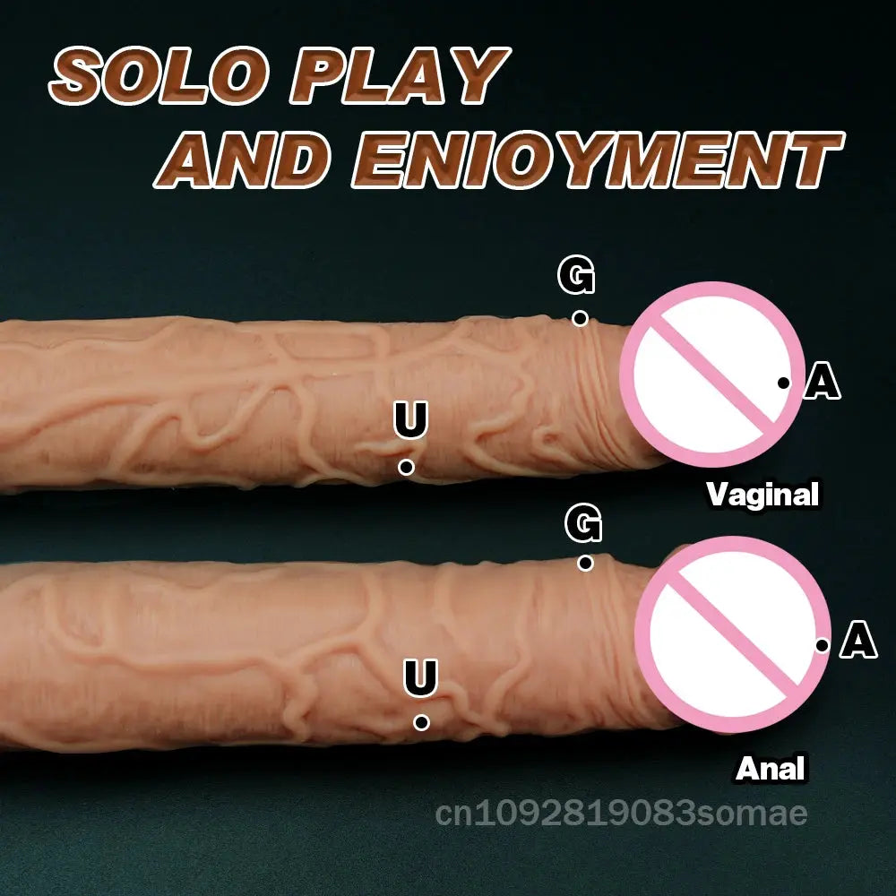 Flexible dual-ended dildo for women, realistic, waterproof adult toy with soft texture for vaginal and anal stimulation.