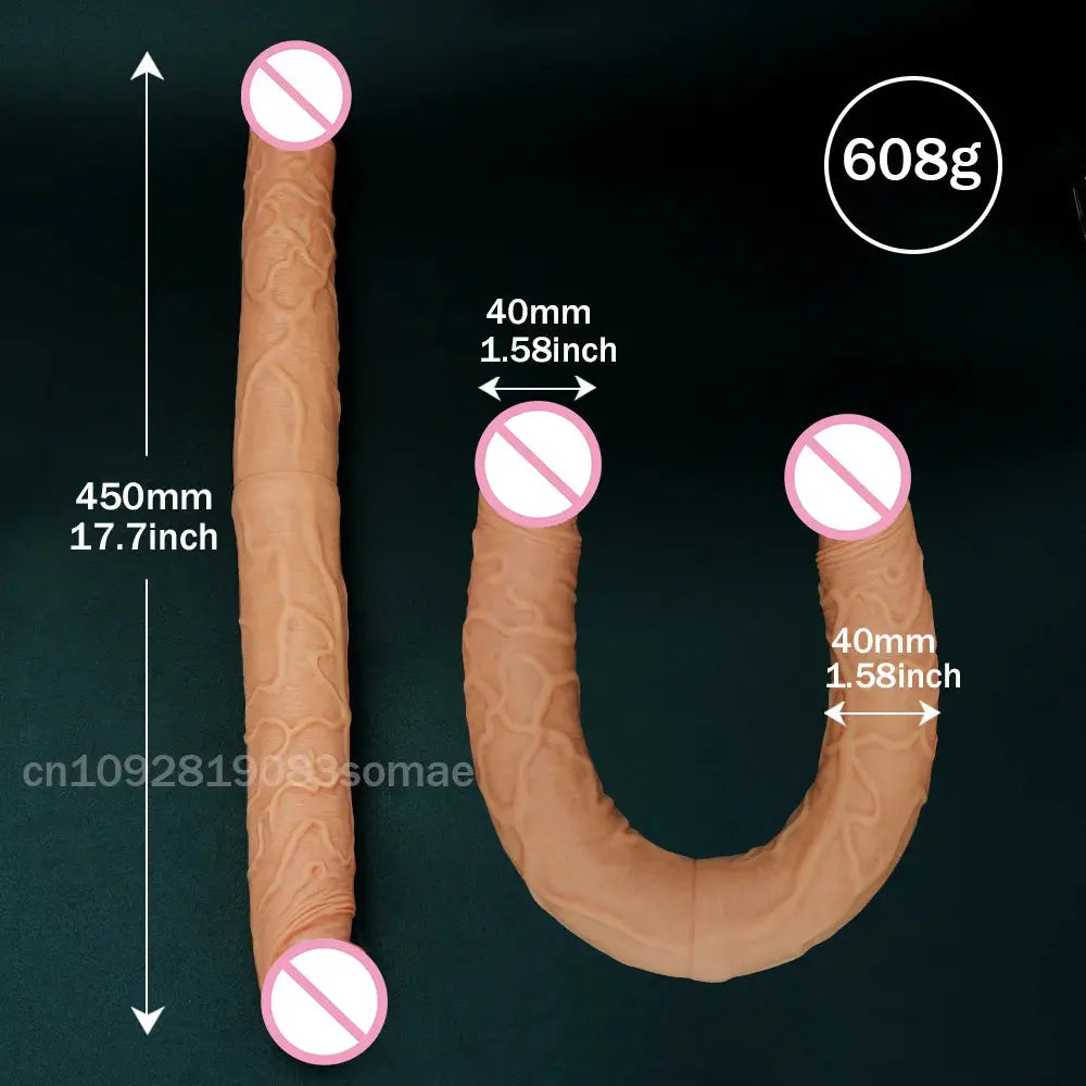 Flexible dual-ended realistic dildo for women, waterproof adult toy designed for vaginal and anal stimulation.