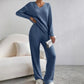 Fashionable Knitted Two-Piece Set Casual V-Neck Long Pants Autumn Winter New Style Loose Fit Korean Style Comfortable Polyester SHOPEZRA L.L.C.