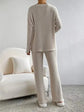 Fashionable Knitted Two-Piece Set Casual V-Neck Long Pants Autumn Winter New Style Loose Fit Korean Style Comfortable Polyester SHOPEZRA L.L.C.