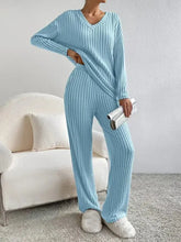Fashionable Knitted Two-Piece Set Casual V-Neck Long Pants Autumn Winter New Style Loose Fit Korean Style Comfortable Polyester SHOPEZRA L.L.C.