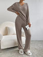 Fashionable Knitted Two-Piece Set Casual V-Neck Long Pants Autumn Winter New Style Loose Fit Korean Style Comfortable Polyester SHOPEZRA L.L.C.