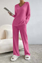 Fashionable Knitted Two-Piece Set Casual V-Neck Long Pants Autumn Winter New Style Loose Fit Korean Style Comfortable Polyester SHOPEZRA L.L.C.
