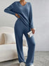 Fashionable Knitted Two-Piece Set Casual V-Neck Long Pants Autumn Winter New Style Loose Fit Korean Style Comfortable Polyester SHOPEZRA L.L.C.
