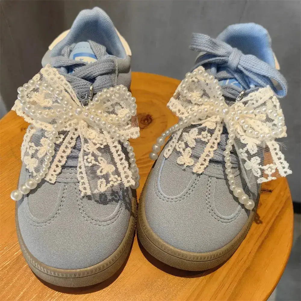 Fashion Lace Pearl Bow Shoe Laces Shoe Flower Buckle Premium Decorative Shoe Charm Accessories Charms for Sneakers Decorative by Dropshipman