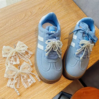 Fashion Lace Pearl Bow Shoe Laces Shoe Flower Buckle Premium Decorative Shoe Charm Accessories Charms for Sneakers Decorative by Dropshipman