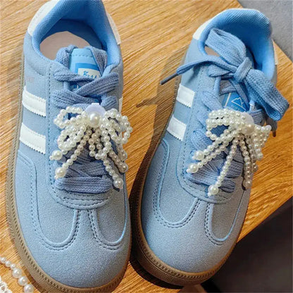 Fashion Lace Pearl Bow Shoe Laces Shoe Flower Buckle Premium Decorative Shoe Charm Accessories Charms for Sneakers Decorative by Dropshipman