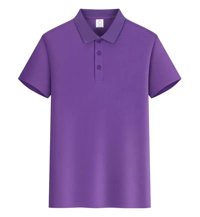 Men's customized logo polo shirt by SHOPEZRA L.L.C., summer short-sleeve polo with printed logo, suitable for business or casual wear.