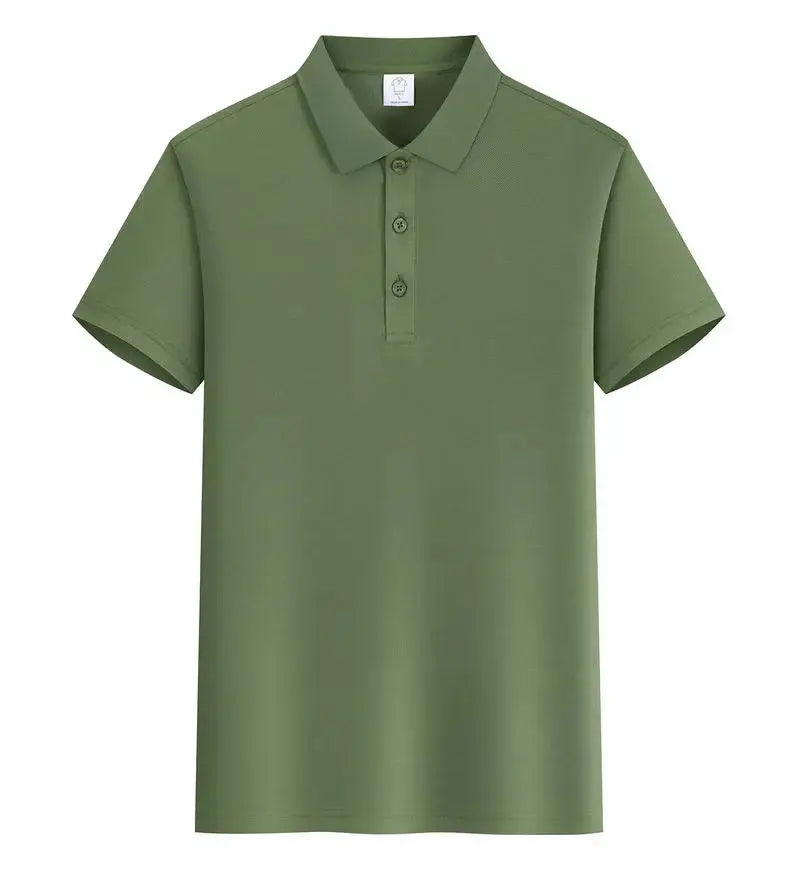 Light blue men's polo shirt with customized logo, short sleeves, suitable for summer and business casual from SHOPEZRA L.L.C.