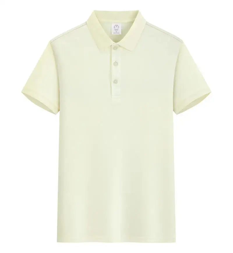 Light blue men's polo shirt with customized logo, short sleeves, perfect for summer business or casual wear by SHOPEZRA L.L.C.