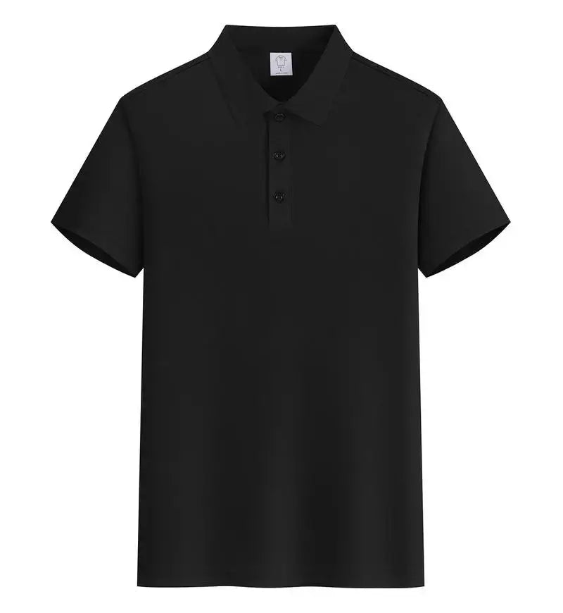 Light blue EU size polo shirt for men with custom logo, short sleeves, suitable for summer, by SHOPEZRA L.L.C.