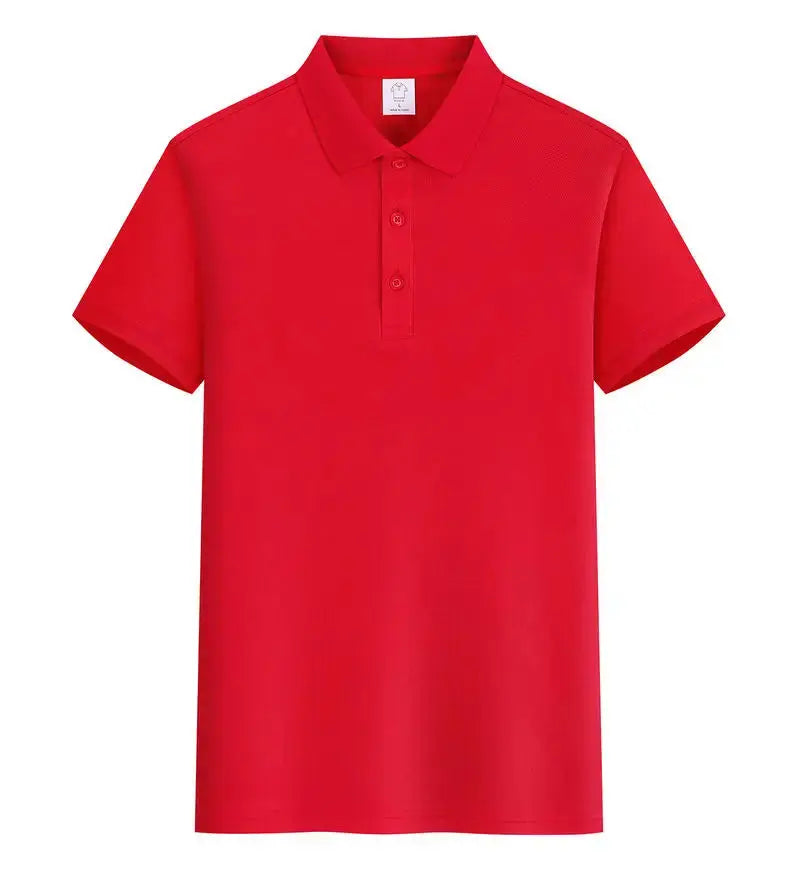 Light blue men's polo shirt by SHOPEZRA L.L.C. with customized logo, short sleeves, perfect for summer and business casual wear.
