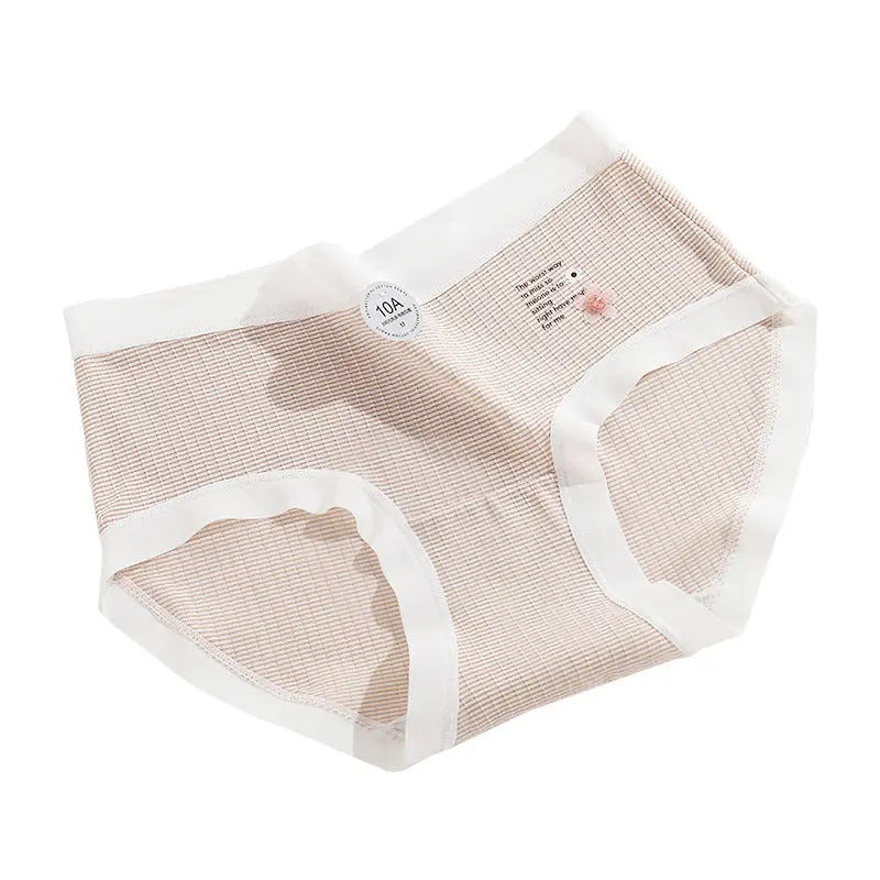 Light brown antibacterial women's cotton full pants underwear with elastic waist and breathable inner lining by SHOPEZRA L.L.C.