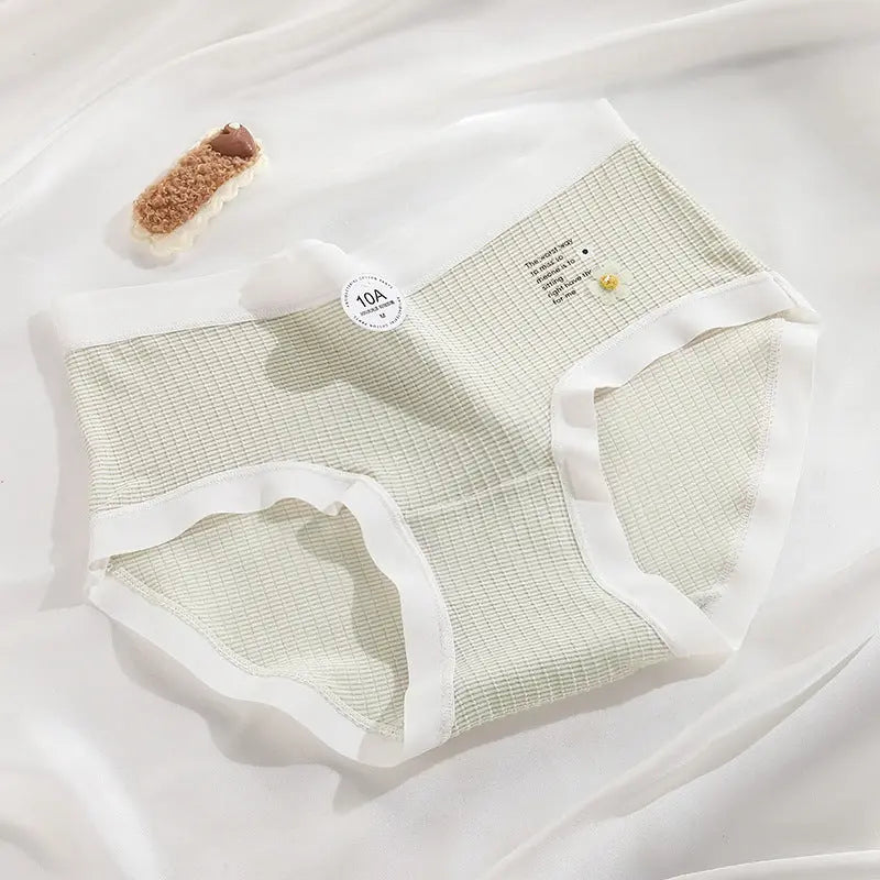 Light brown women's antibacterial cotton full pants underwear with elastic waist and breathable design, ideal for comfort and hygiene.
