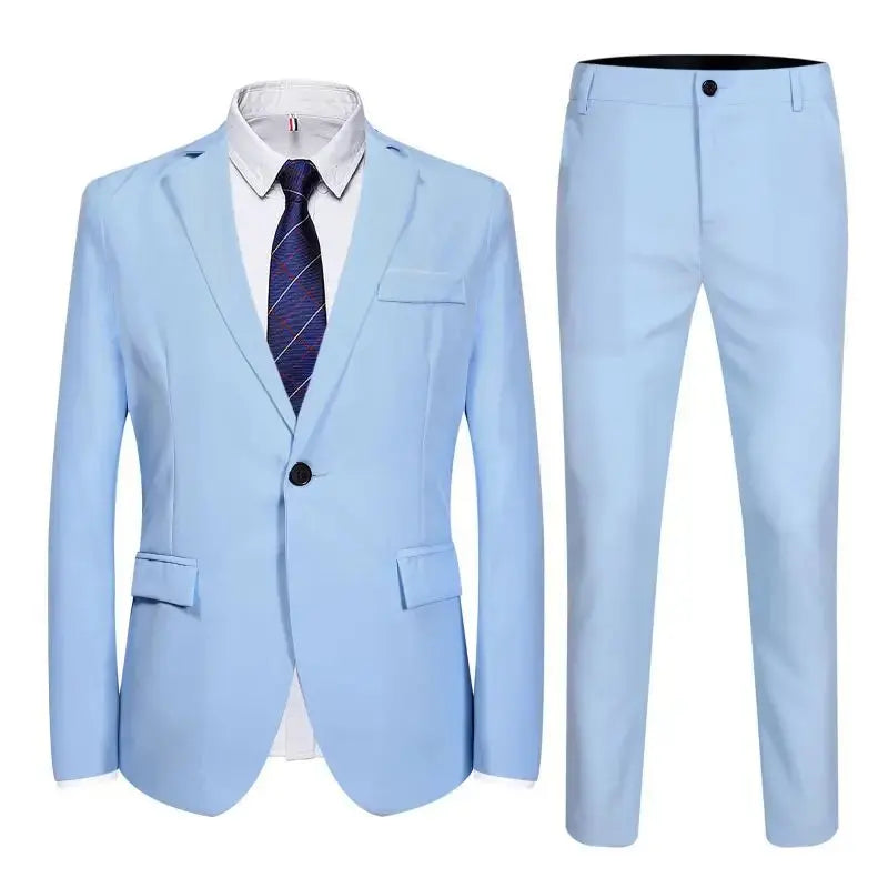 Suits Men Two Piece Suit Sets Turn Down Collar Full Sleeve Blazers Long Pants Slim Fit Ensemble Wedding Evening Spring 2026 SHOPEZRA L.L.C.