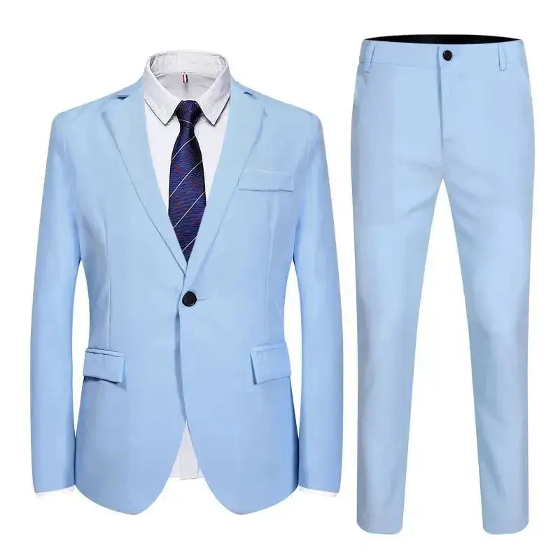 Suits Men Two Piece Suit Sets Turn Down Collar Full Sleeve Blazers Long Pants Slim Fit Ensemble Wedding Evening Spring 2026 by Dropshipman