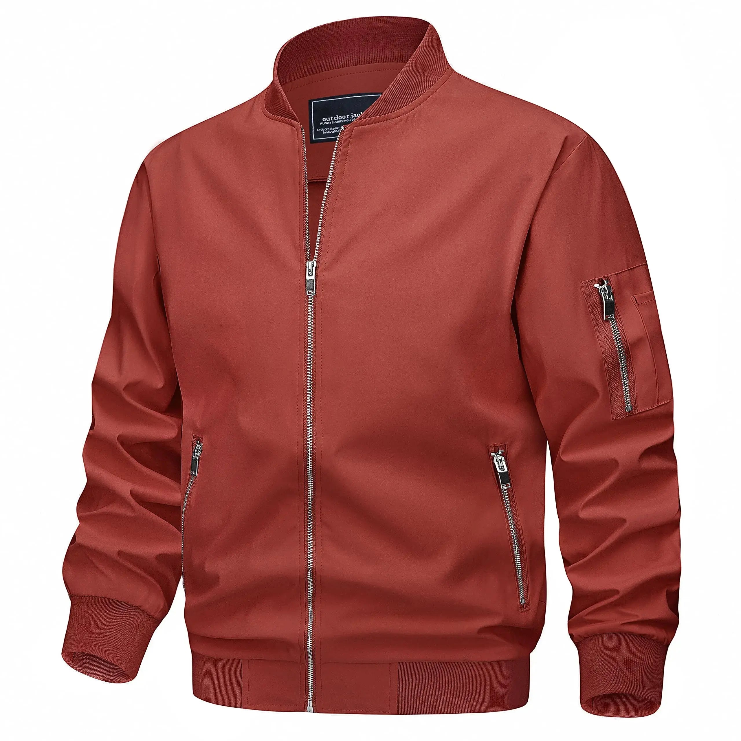 Light gray TACVASEN men's spring fall bomber jacket with zip pockets, lightweight casual windbreaker, outdoor biker outwear