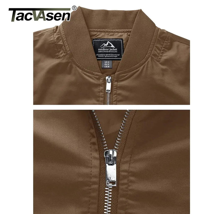TACVASEN Spring Fall Thin Bomber Jackets Mens Jacket Lightweight Casual Windbreaker Zip Pockets Coats Biker Outwear Outdoor Male SHOPEZRA L.L.C.