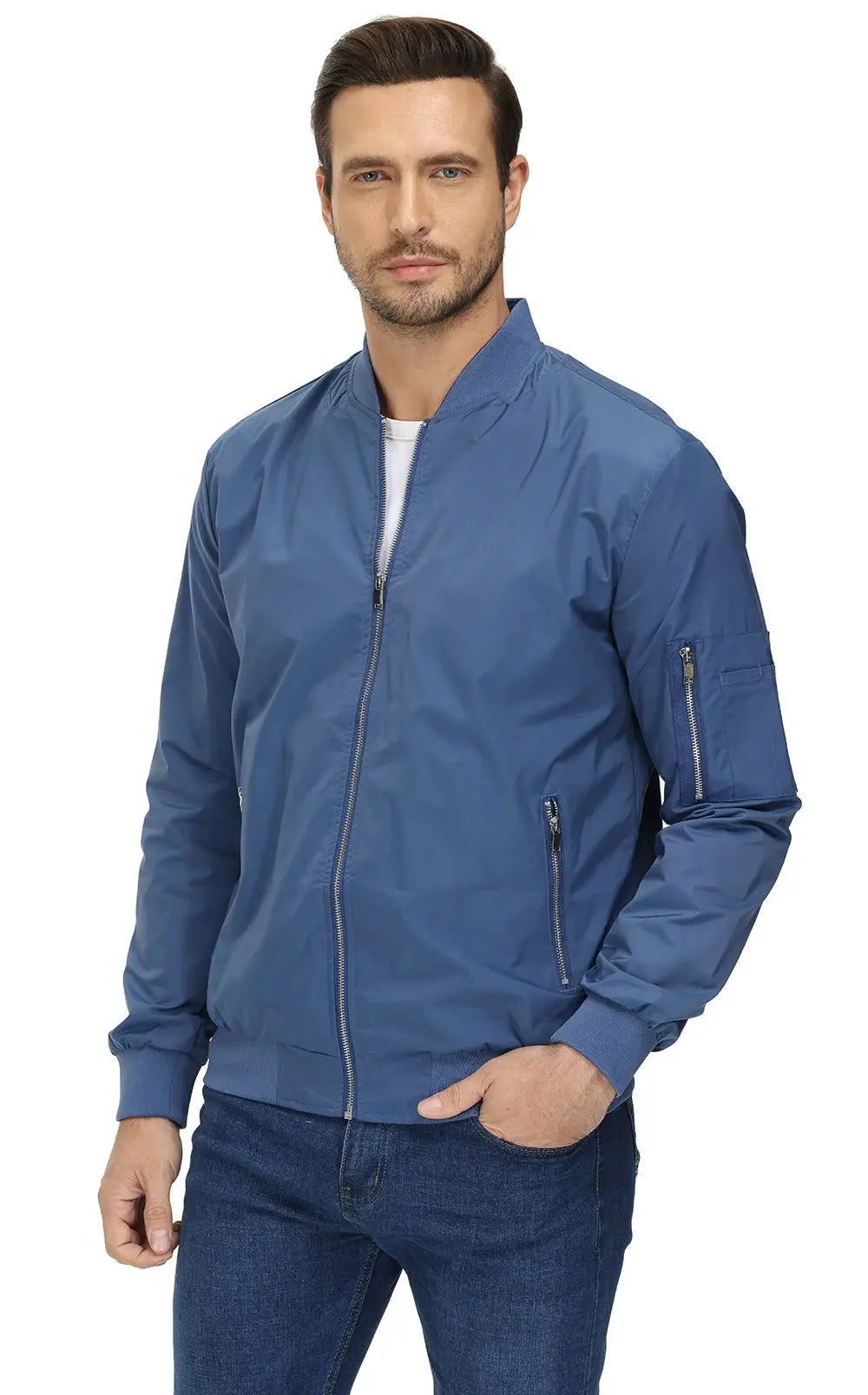 TACVASEN Spring Fall Thin Bomber Jackets Mens Jacket Lightweight Casual Windbreaker Zip Pockets Coats Biker Outwear Outdoor Male SHOPEZRA L.L.C.
