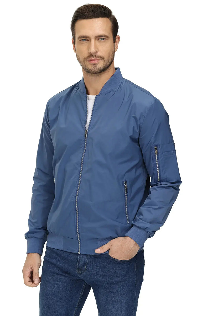 TACVASEN Spring Fall Thin Bomber Jackets Mens Jacket Lightweight Casual Windbreaker Zip Pockets Coats Biker Outwear Outdoor Male SHOPEZRA L.L.C.