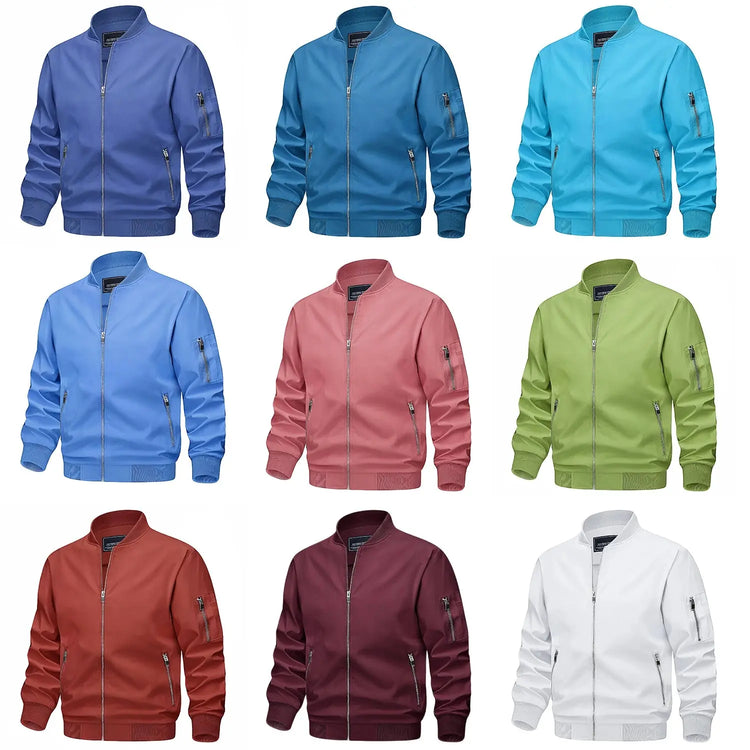 TACVASEN Spring Fall Thin Bomber Jackets Mens Jacket Lightweight Casual Windbreaker Zip Pockets Coats Biker Outwear Outdoor Male SHOPEZRA L.L.C.