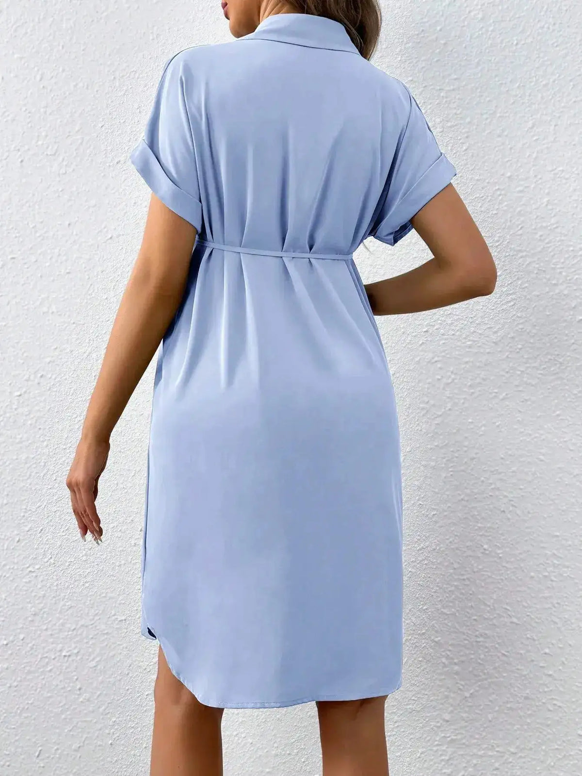 New Maternity Dress Summer Short Sleeve Button Casual Maternity Dress Fashion Belt Shirt Maternity Dress Pregnancy Dress by Dropshipman