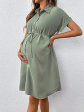 New Maternity Dress Summer Short Sleeve Button Casual Maternity Dress Fashion Belt Shirt Maternity Dress Pregnancy Dress SHOPEZRA L.L.C.